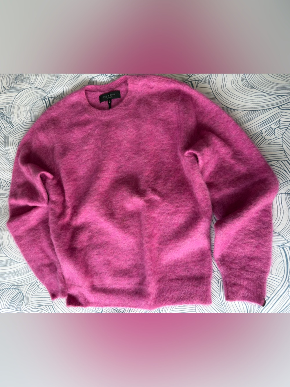 rag & bone Cozy Mohair Crewneck Sweater in Bright Magenta